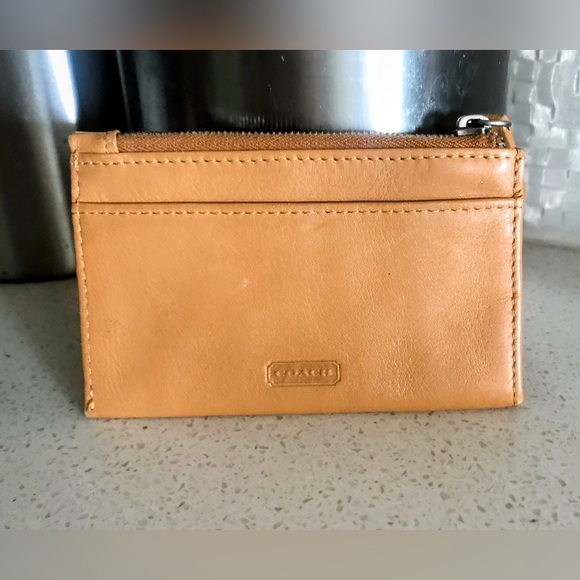 Coach Handbags - Coach Smooth Leather Zip Wristlet/Cardholder Tan Vintage